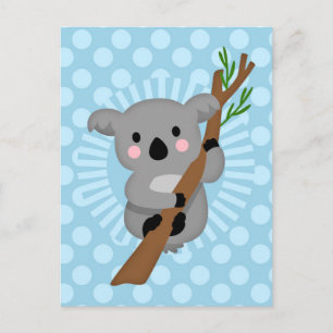 Carte Postale Cute Ours Koala - Polka bleu point