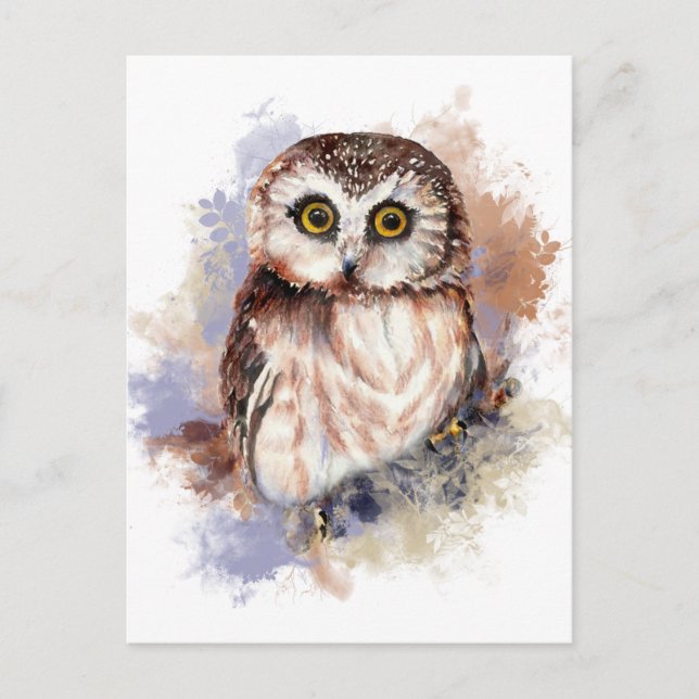 Carte Postale Cute Owl - Aquarelle Collection d'oiseaux (Devant)