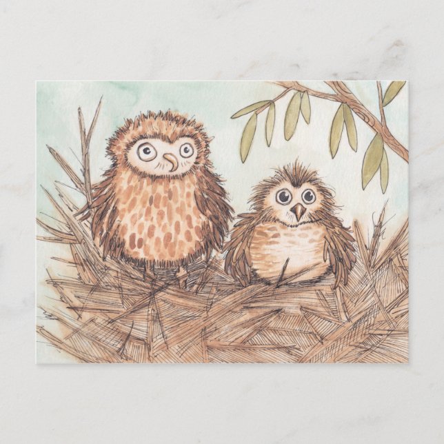Carte Postale Cute Owl Brothers (Devant)