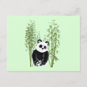 Carte Postale Cute Panda assise en bambou