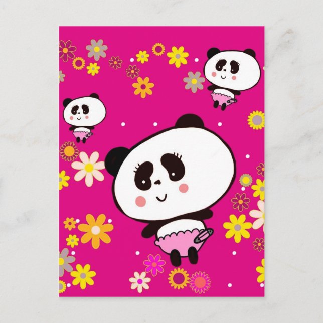 Carte Postale Cute Panda Baby customisé (Devant)