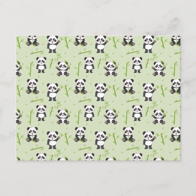 Carte Postale Cute Panda Bear Bamboo Kawaii Animals Pattern (Devant)