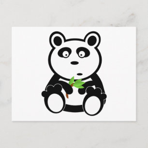 Carte Postale Cute Panda Bear Mange Feuille Bambou