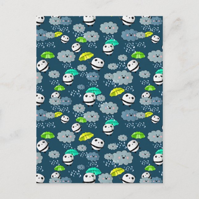 Carte Postale Cute Panda Bears Motif (Devant)