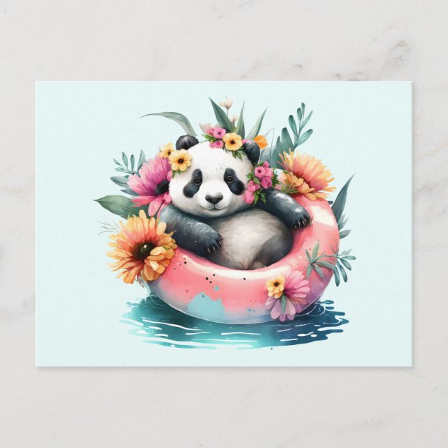 Carte Postale Cute Panda Chilling dans un tube intérieur (Devant)