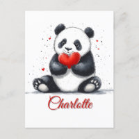 Cute Panda Holding Heart avec nom personnalisable