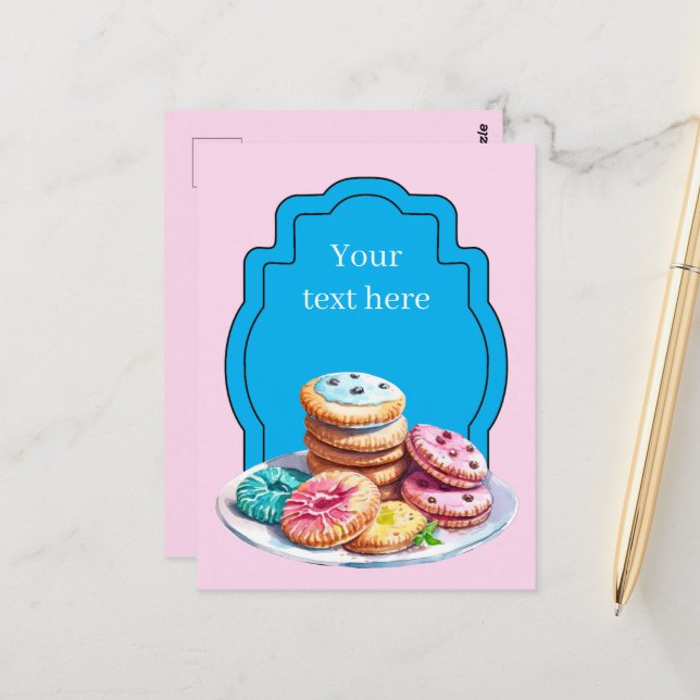 Carte Postale Cute Pastel cookies ajouter du texte Business (Devant/Arrière en situation)