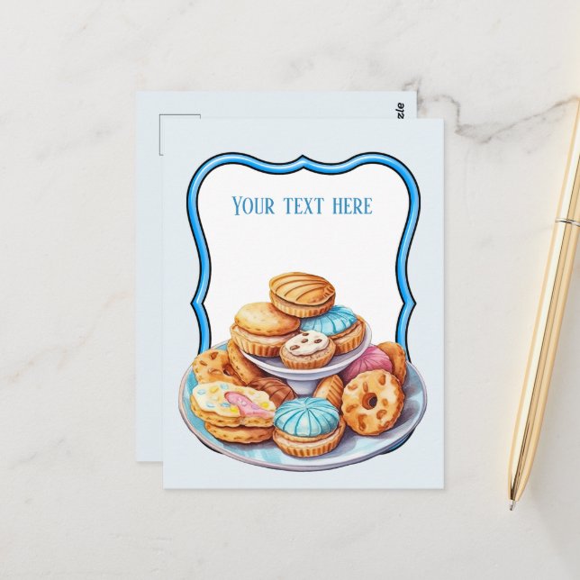 Carte Postale Cute Pastel cookies ajouter du texte Business (Devant/Arrière en situation)