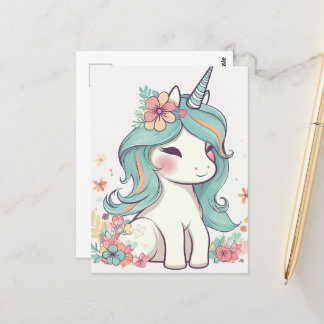 Carte Postale Cute Pastel Kawaii Unicorn