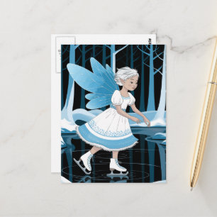 Carte Postale Cute Patinage de glace Fée Icy Winter Pond