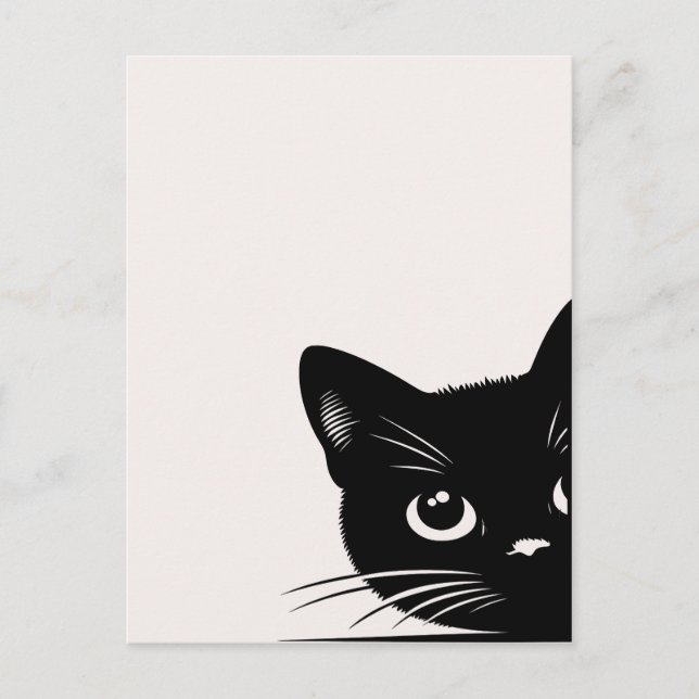 Carte Postale Cute Peeking Chat noir (Devant)