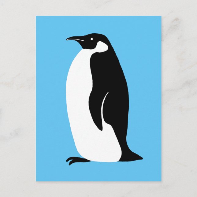 Carte Postale Cute Penguin Aqua Noir Blanc (Devant)