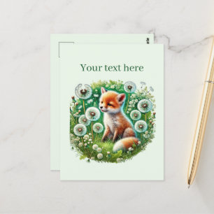 Carte Postale Cute personnalisable amoureux des animaux renard