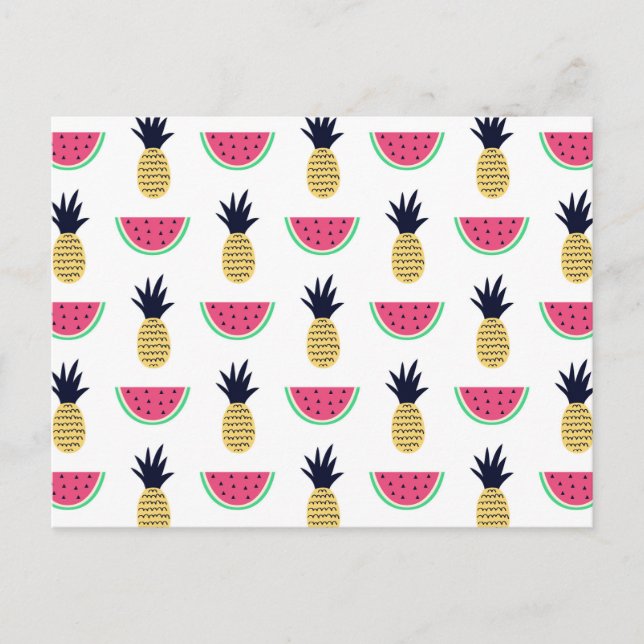 Carte Postale Cute Pineapple et Watermelon Doodle Pattern (Devant)
