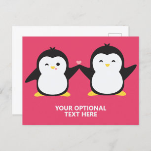 Carte Postale Cute pingouins texte et couleur personnalisés
