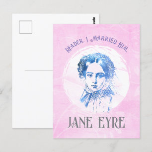 Carte Postale Cute Pink Jane Eyre Portrait Reader Je L'Ai Marié
