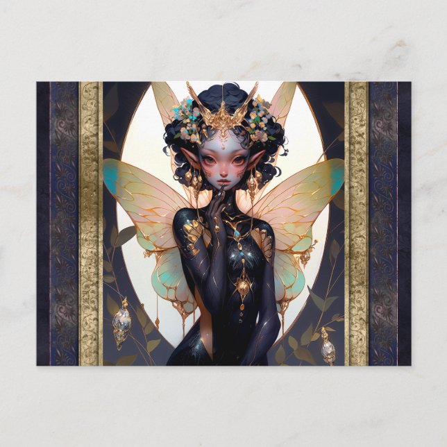 Carte Postale Cute Pixie Fairy Girl Imaginaire Art (Devant)