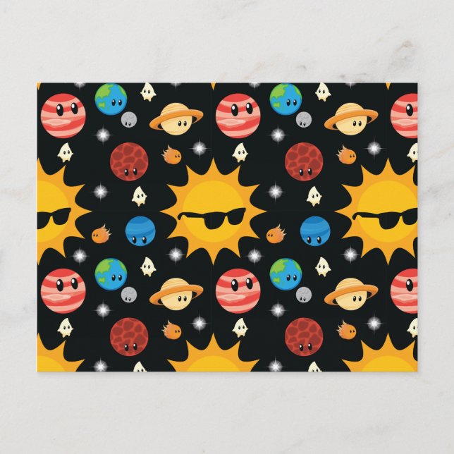 Carte Postale Cute Planètes Espace Motif (Devant)