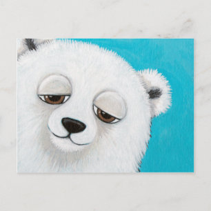 Carte Postale Cute Polar Bear on Blue Postcard