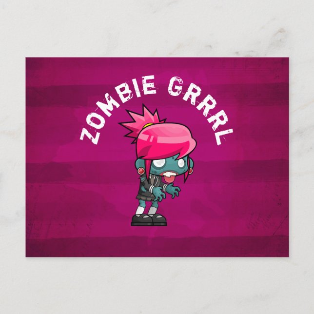 Carte Postale Cute Punk Rock Zombie Grrrl (Devant)