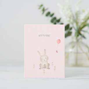Carte Postale Cute Rabbit With Flowers Baby Girl Daughter