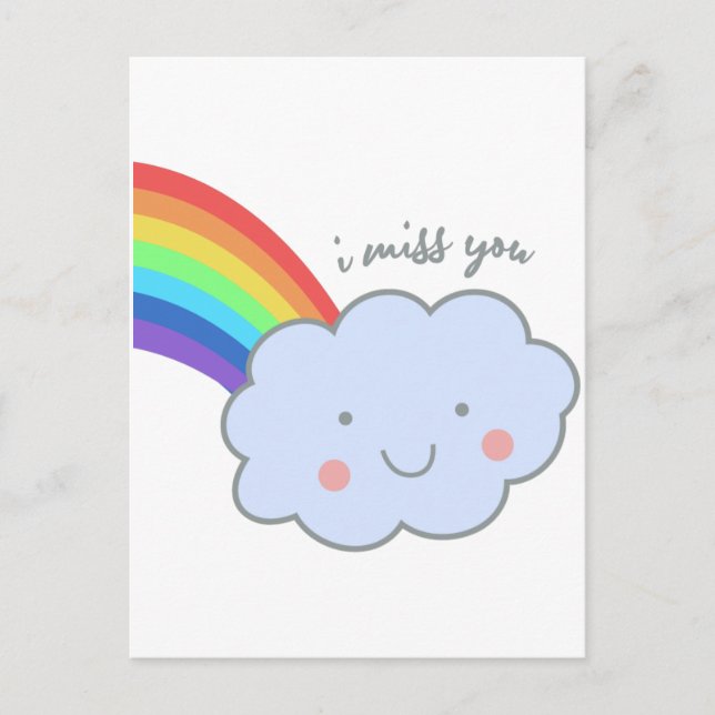 Carte Postale cute rainbow i miss you (Devant)