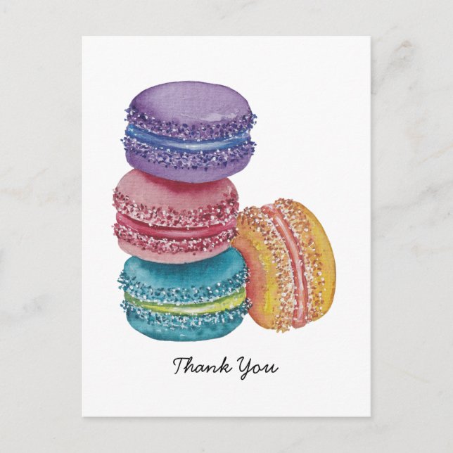 Carte Postale Cute Rainbow Macaroons In Watercolor (Devant)