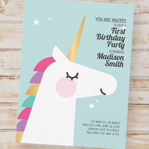 Carte Postale Cute Rainbow Unicorn Anniversaire Fête Invitation