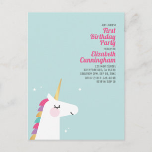 Carte Postale Cute Rainbow Unicorn Anniversaire Fête Invitation