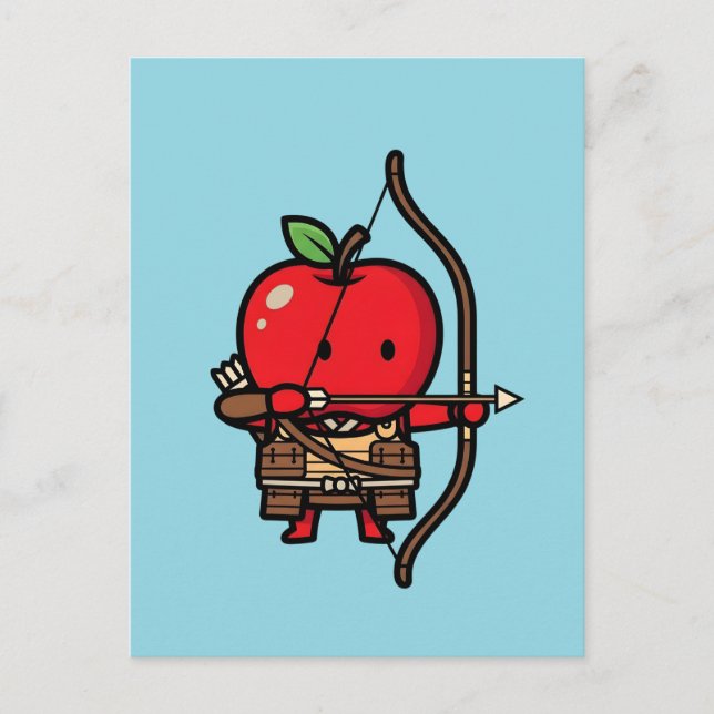 Carte Postale Cute Red Apple Samurai Archer Yumi Bow  (Devant)