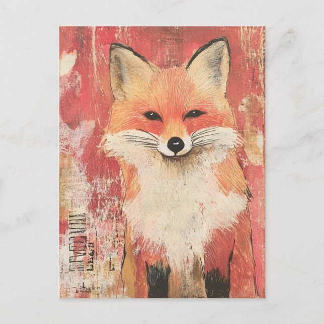 Carte Postale Cute Red Fox Mixte Media (Devant)