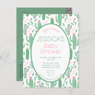 Carte Postale Cute Retro Cactus Baby shower Floral Succulent