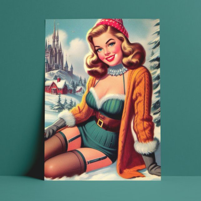 Carte Postale Cute Retro Winter Pin-up (Créateur téléchargé)