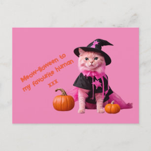 Carte Postale Cute rose Halloween Pastel chat