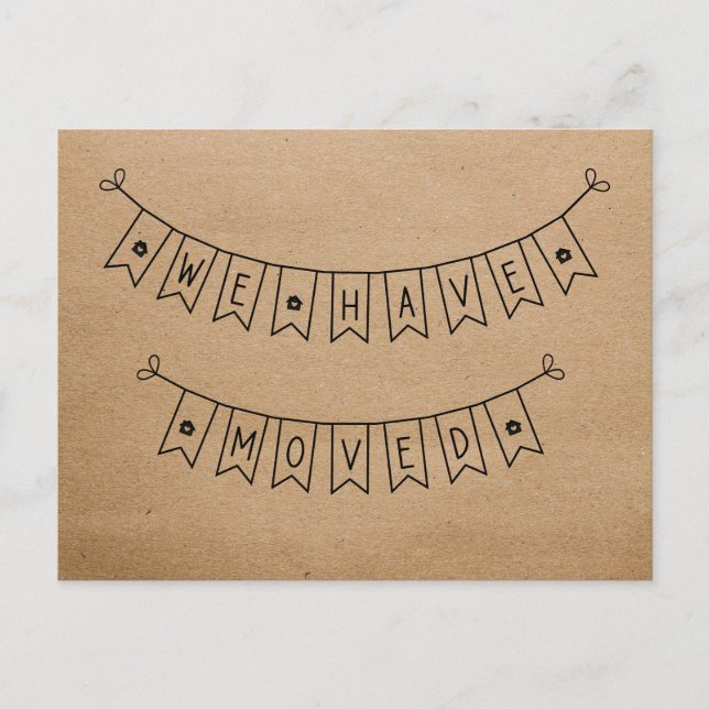 Carte Postale Cute Rustic Nous Avons Déplacé Coeur Nouveau Accue (Devant)