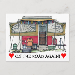 Carte Postale Cute RV Vintage Popup Camper Travel Trailer