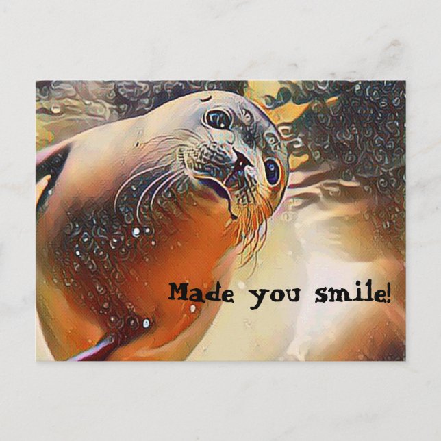 Carte Postale Cute Seal Faune Pop Art Vous Fait Sourire (Devant)