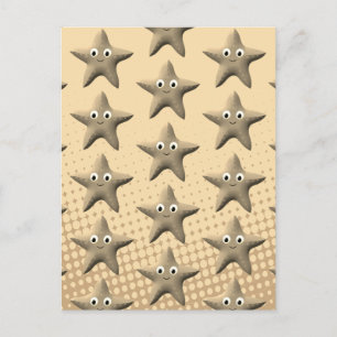 Carte Postale Cute Sepia Starfish Motif