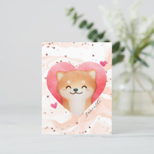 Carte Postale Cute Shiba Inu dans un coeur