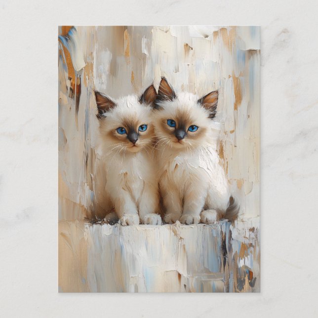 Carte Postale Cute Siamese Kittens peinture (Devant)
