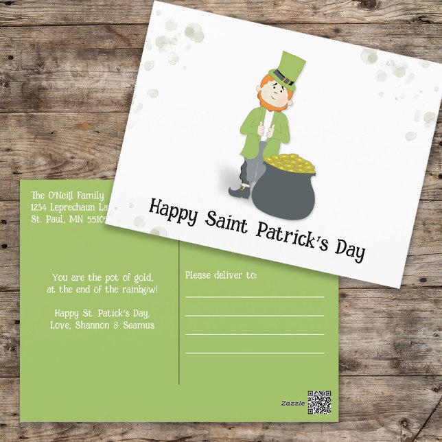 Carte Postale Cute Simple Leprechaun St. Patrick's Day Green (Créateur téléchargé)