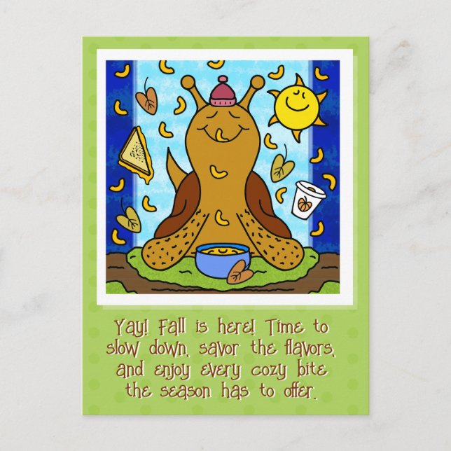 Carte Postale Cute Snail Confort Nourriture Happy Automne Equino (Devant)