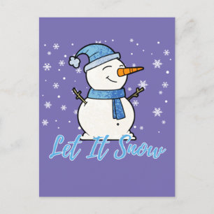 Carte Postale Cute Snowman Let It Snow Christmas Holiday