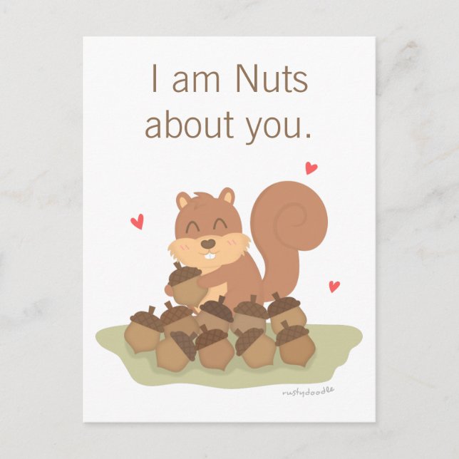 Carte Postale Cute Squirrel Nuts À propos de vous Pun Amour Humo (Devant)