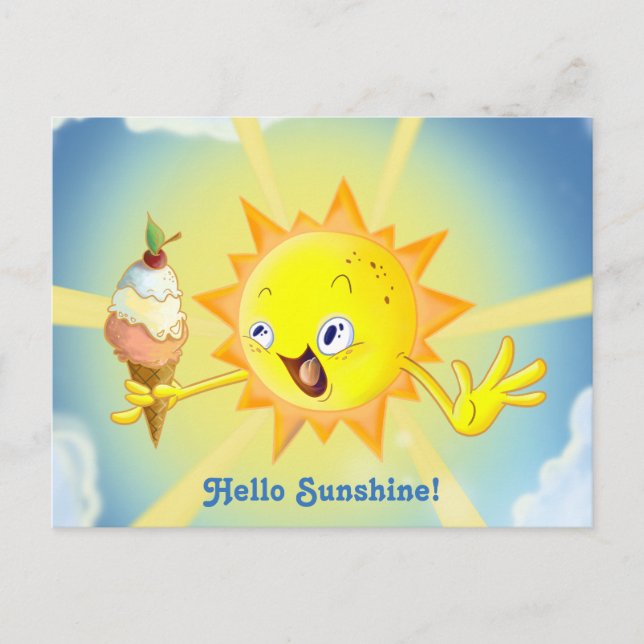 Carte Postale Cute Summer Sun Kawaii Postcard (Devant)