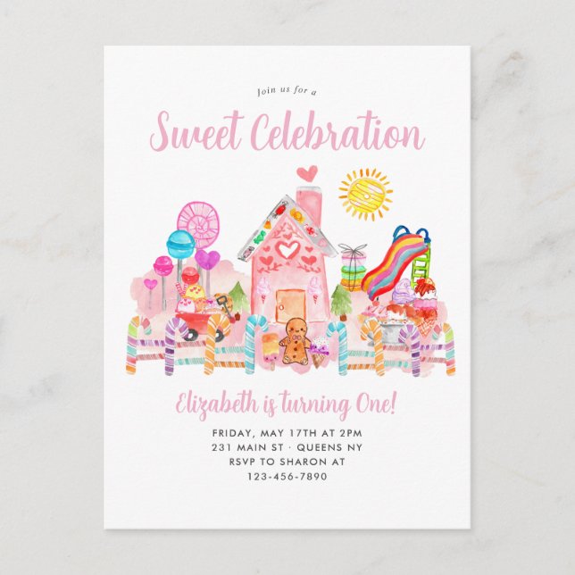 Carte Postale Cute Sweet Celebration Candyland Anniversaire de e (Devant)
