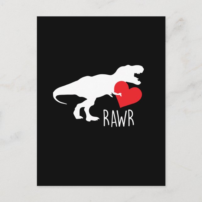 Carte Postale Cute T-Rex Rawr Coeur Saint Valentin (Devant)