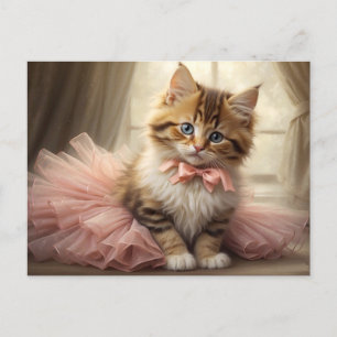 Carte Postale Cute Tabby Kitten portant un Tutu rose