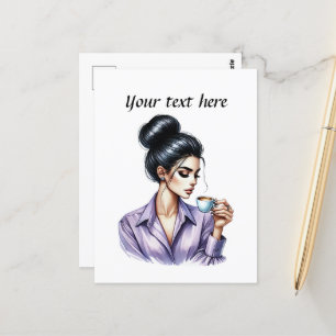 Carte Postale Cute tasse café ajouter du texte