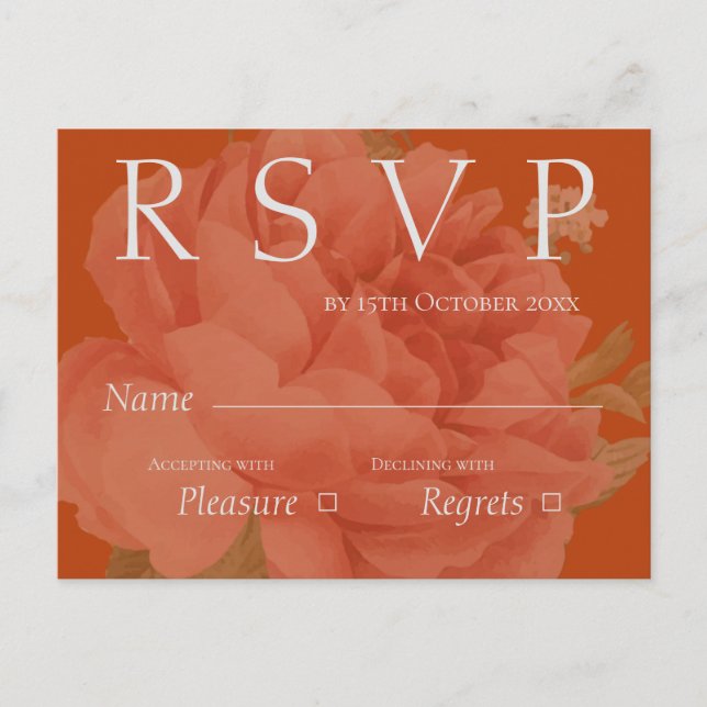 Carte Postale Cute Terracotta White Floral Wedding RSVP (Devant)